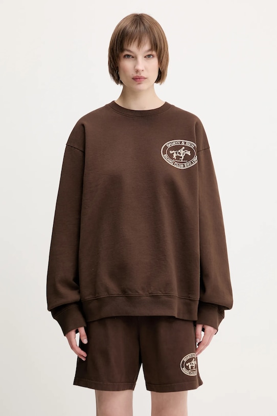 Sporty & Rich cotton sweatshirt Riding Club cotton brown ST071612244BR03