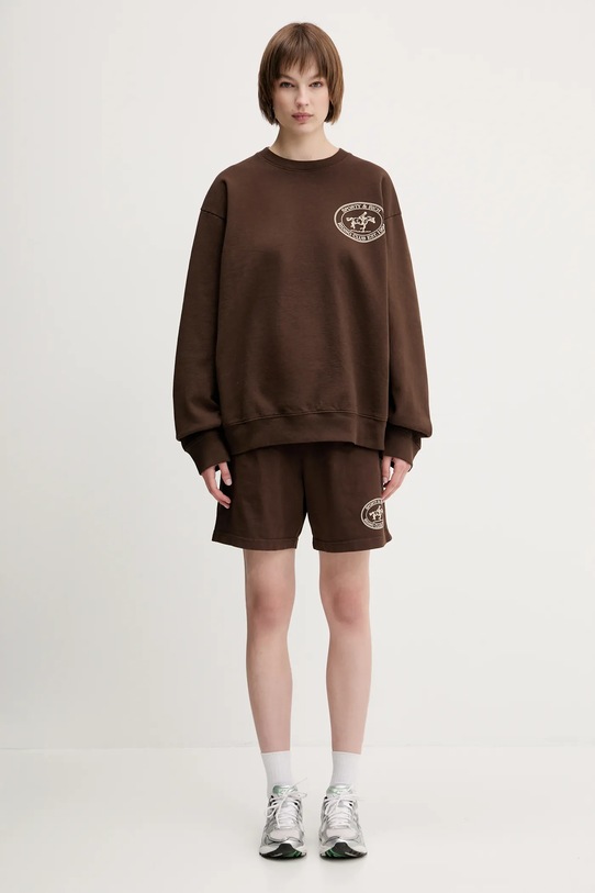 Sporty & Rich cotton sweatshirt Riding Club ST071612244BR03 brown