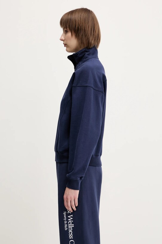 Sporty & Rich bluza bawełniana H&W Crest Embroidered Quarter Zip ST073612241BL106 granatowy SS25