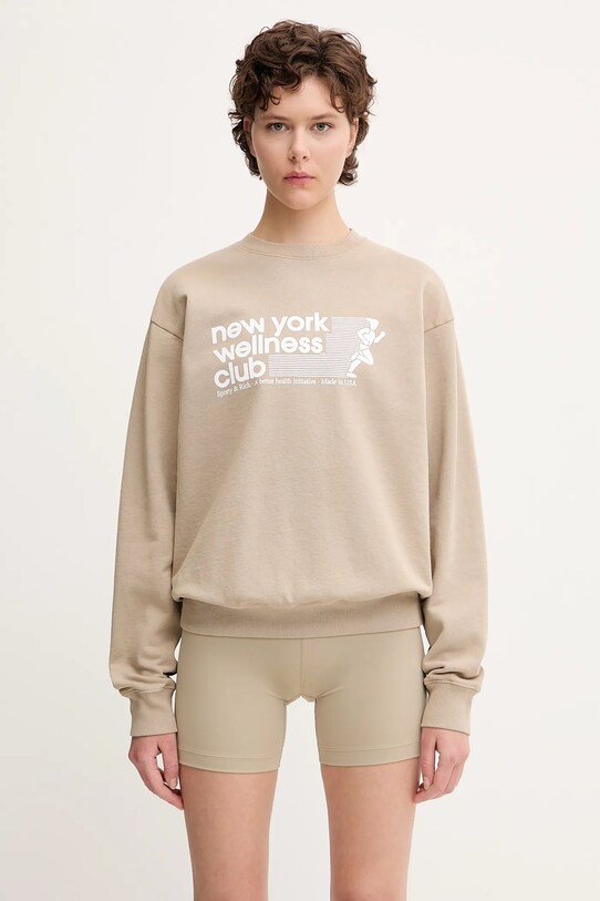 Sporty & Rich felpa in cotone Usa Wellness Club stampa all-over beige ST071622128GY15