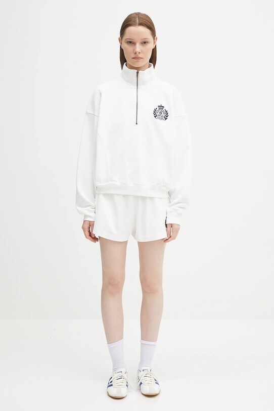 Sporty & Rich cotton sweatshirt H&W Crest Embroidered Quarter Zip ST073620241WH01 white