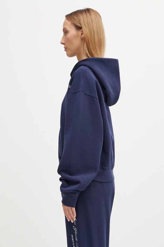Sporty & Rich bluza bawełniana Ny Tennis Club Cropped Zip ST068621402BL106 granatowy AW25