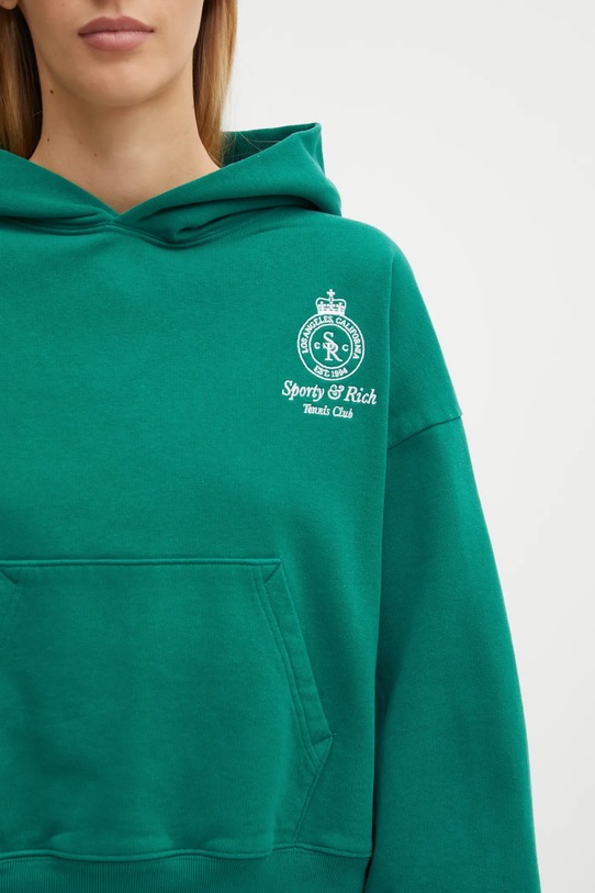 Βαμβακερή μπλούζα Sporty & Rich Crown Tennis Embroidered Cropped πράσινο ST074621426GR03