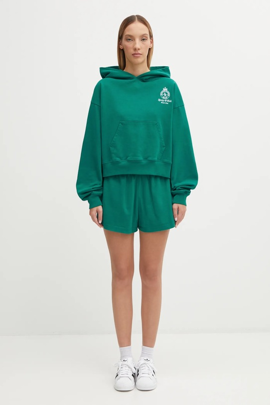 Βαμβακερή μπλούζα Sporty & Rich Crown Tennis Embroidered Cropped ST074621426GR03 πράσινο