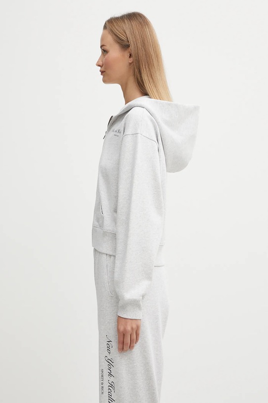 Хлопковая кофта Sporty & Rich Ny Health Club Cropped Zip ST068602043GY03 серый SS25