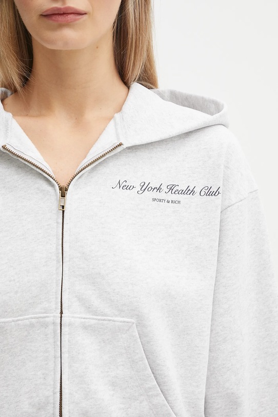 Хлопковая кофта Sporty & Rich Ny Health Club Cropped Zip серый ST068602043GY03