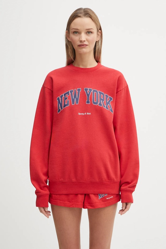 Хлопковая кофта Sporty & Rich New York Ivy печать красный ST071602077RE15