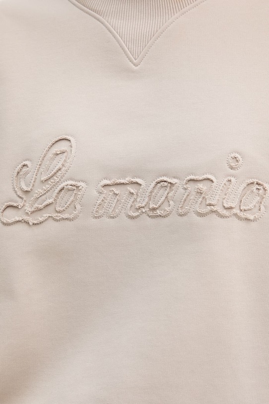 La Mania bluza oversize damska z bawełny BRODIE beżowy