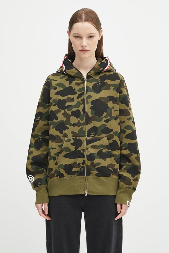 A Bathing Ape cotton sweatshirt 1st camo shark cotton green 1K80215006