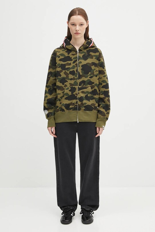 A Bathing Ape cotton sweatshirt 1st camo shark 1K80215006 green