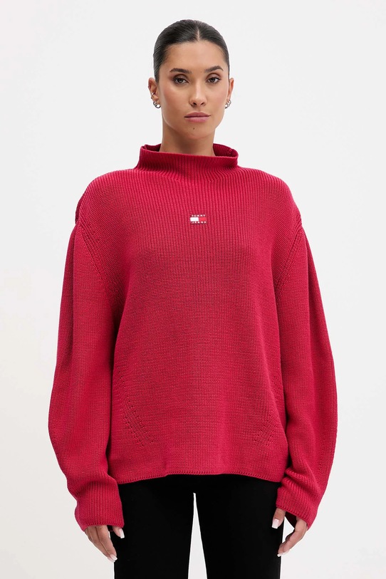 Tommy Jeans sweter bawełniany bawełna różowy DW0DW21676