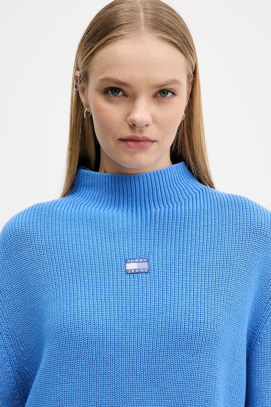 Памучен пуловер Tommy Jeans син DW0DW21676