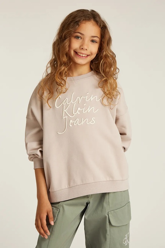Dječja dukserica Calvin Klein Jeans s elastinom bež IG0IG02760.PPYA