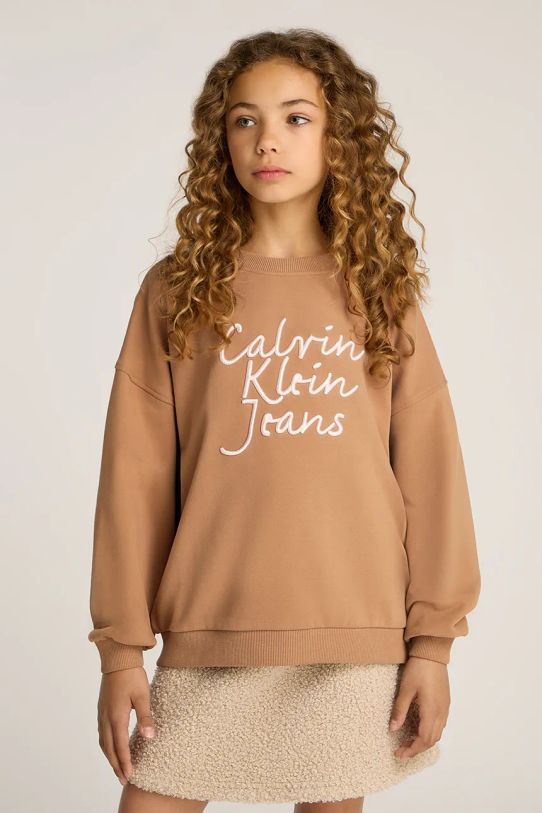 Calvin Klein Jeans bluza dziecięca z elastanem brązowy IG0IG02760.PPYA