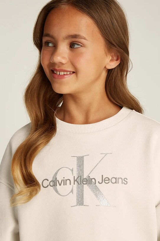 Дитяча бавовняна кофта Calvin Klein Jeans IG0IG02823.116.PPYA бежевий