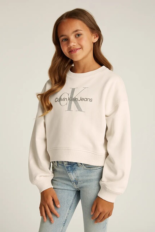 Детская хлопковая кофта Calvin Klein Jeans хлопок бежевый IG0IG02823.128.176.PPYA