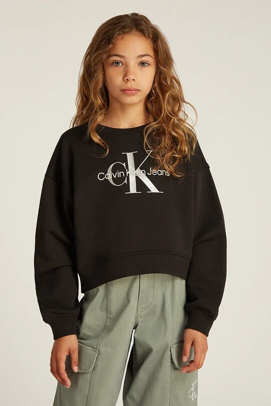 Детская хлопковая кофта Calvin Klein Jeans хлопок чёрный IG0IG02823.128.176.PPYA