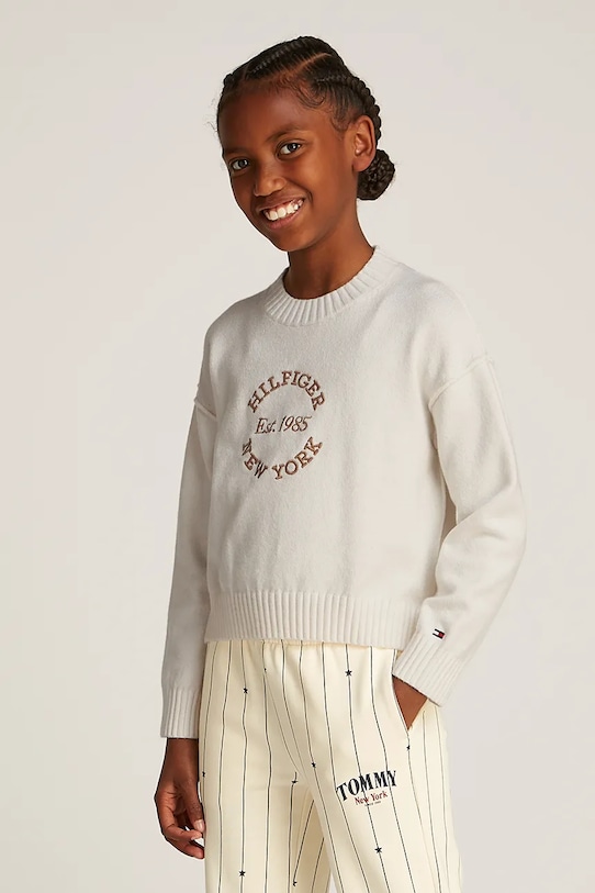 Tommy Hilfiger sweter dziecięcy aplikacja beżowy KG0KG08513.128.176.PPYA