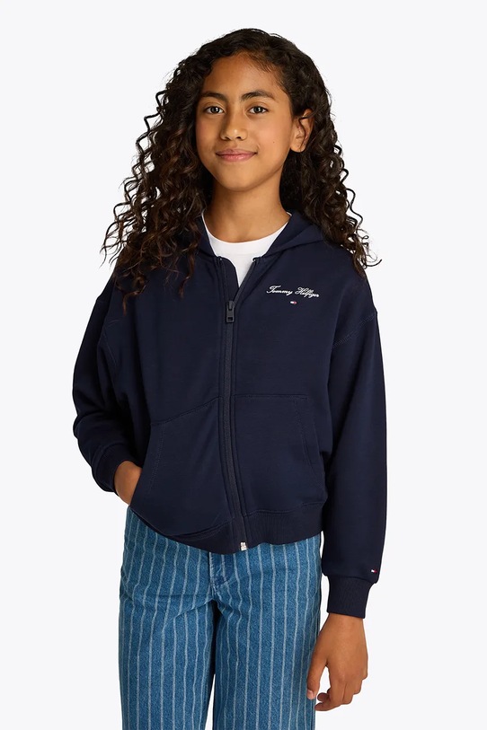 Дитяча кофта Tommy Hilfiger з капюшоном темно-синій KG0KG08318.116.122.PPYA