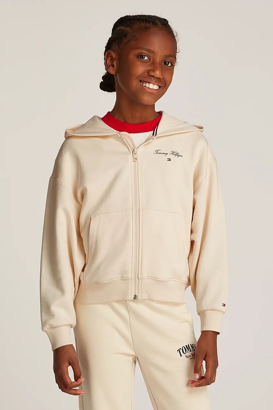 Tommy Hilfiger bluza dziecięca z kapturem beżowy KG0KG08318.128.176.PPYA