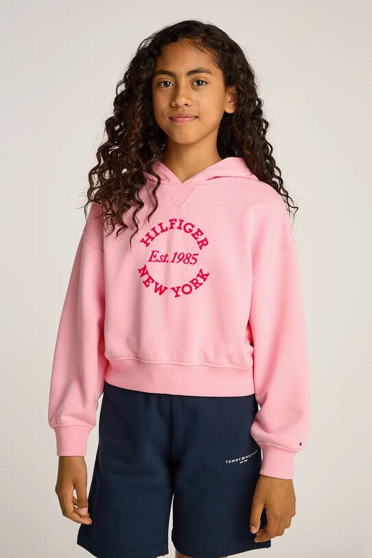 Дитяча кофта Tommy Hilfiger з капюшоном рожевий KG0KG08322.128.176.PPYA