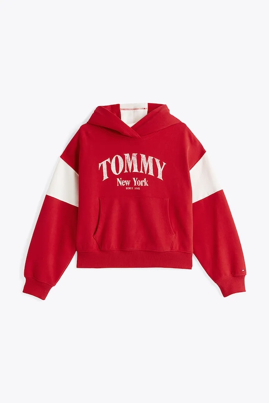 Tommy Hilfiger hanorac de bumbac pentru copii KG0KG08520.PPYA rosu SS25