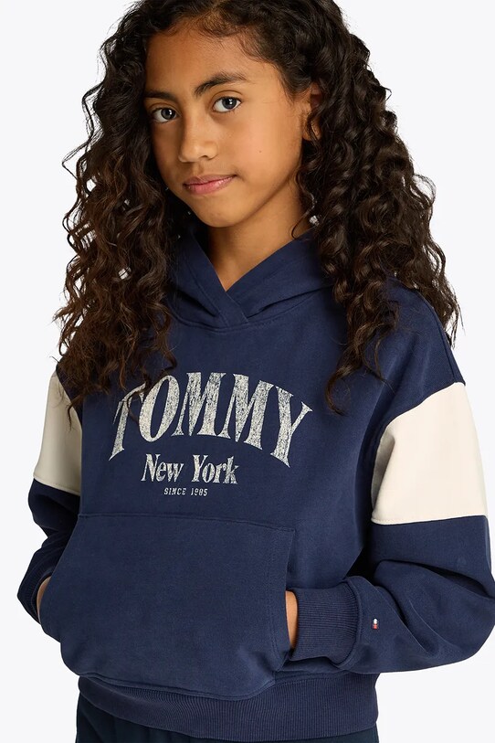 Tommy Hilfiger hanorac de bumbac pentru copii bleumarin KG0KG08520.PPYA