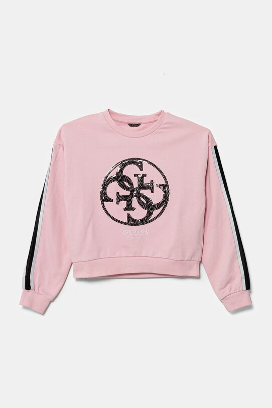 Guess bluza bawełniana dziecięca aplikacja różowy J5RQ02.KAD74.PPYA