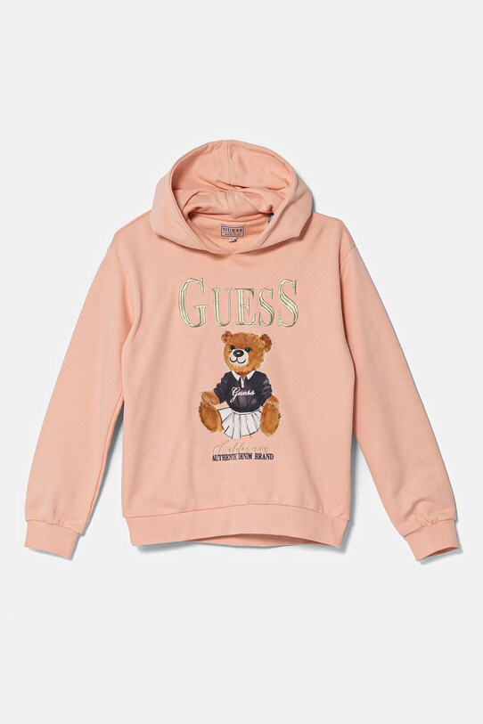 Дитяча бавовняна кофта Guess з капюшоном помаранчевий J5RQ04.KAD74.PPYA