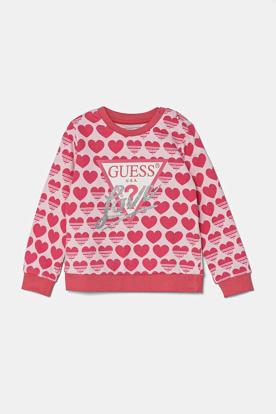 Παιδική βαμβακερή μπλούζα Guess βαμβάκι ροζ K5RQ01.KA6R4.PPYA