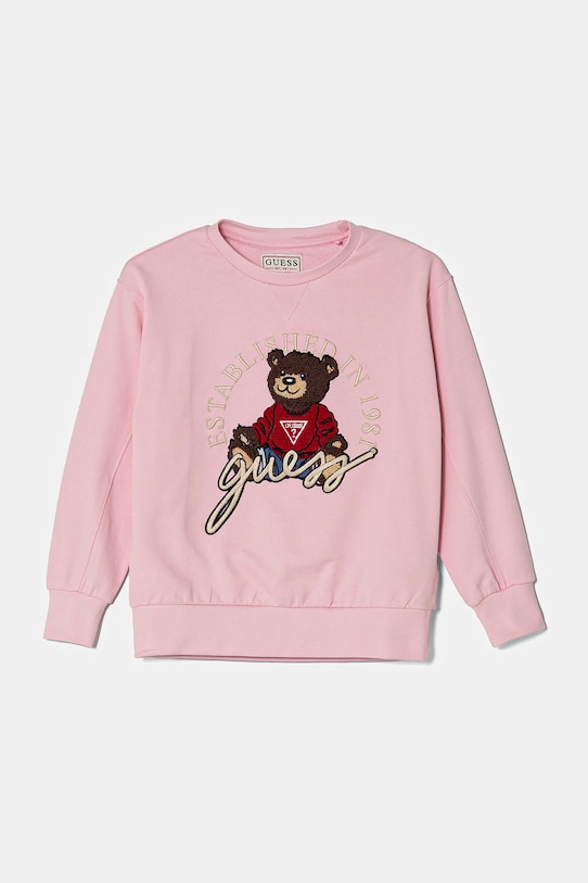Дитяча бавовняна кофта Guess без капюшона рожевий H5RJ01.KAD74.G.PPYA