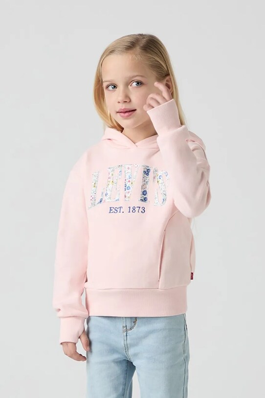 Detská mikina Levi's SEASONAL HOODIE s kapucňou ružová 3EM195