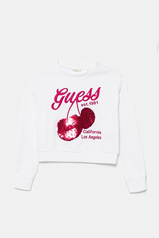 Guess bluza bawełniana dziecięca aplikacja biały J5GQ00.KA6R4.PPYA