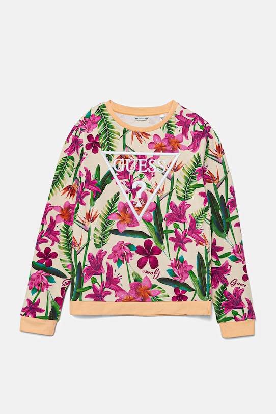 Guess bluza bawełniana dziecięca wzorzyste pomarańczowy J5GQ01.KA6R4.PPYA