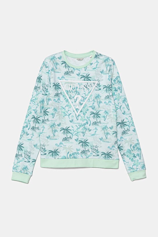 Guess hanorac de bumbac pentru copii cu modele turcoaz J5GQ01.KA6R4.PPYA