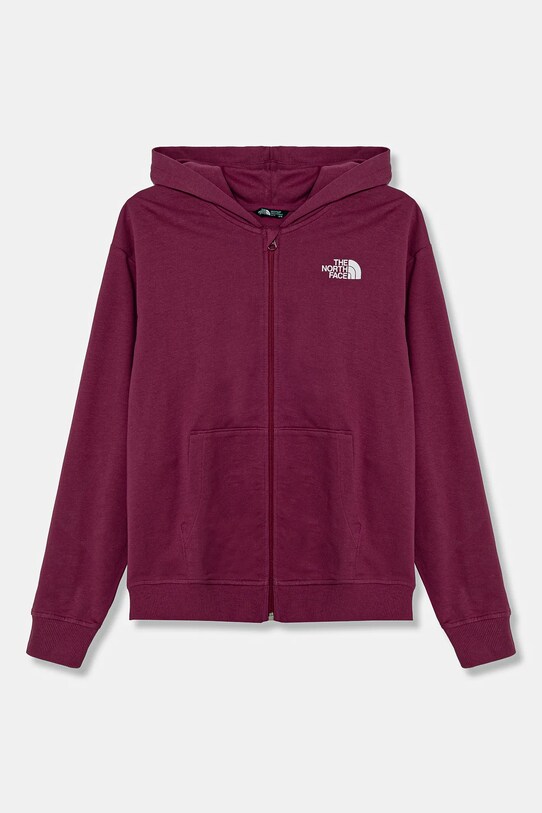 The North Face bluza bawełniana dziecięca FZ OVERSIZE LIGHT HOODIE nadruk fioletowy NF0A89HG6EO1