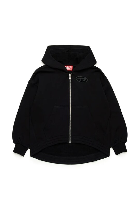 Детская хлопковая кофта Diesel SFPERU SWEAT-SHIRT с капюшоном чёрный J02200