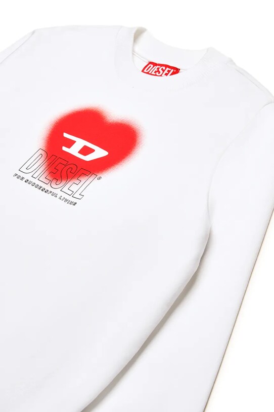 Дівчинка Дитяча бавовняна кофта Diesel SCACUORE SWEAT-SHIRT J02230 білий