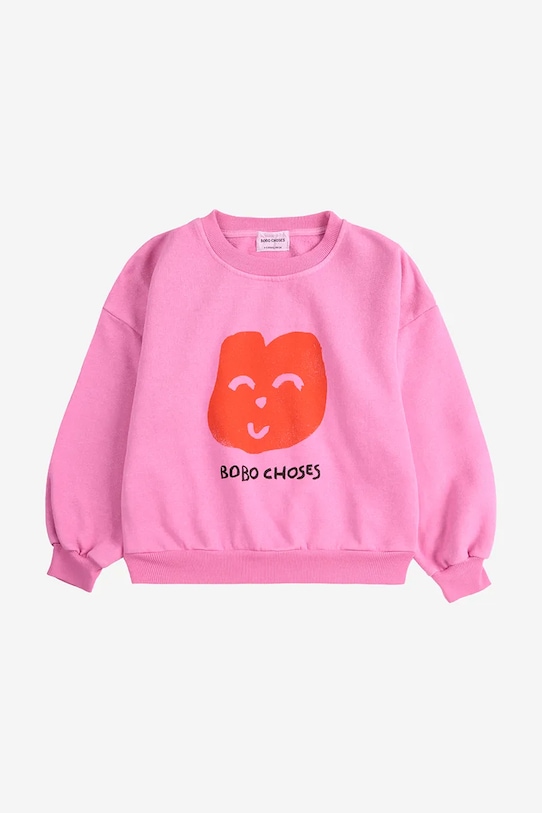 Bobo Choses bluza copii Joyful Face 125AC033 roz SS25