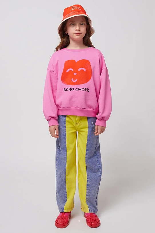 Bobo Choses bluza copii Joyful Face roz 125AC033