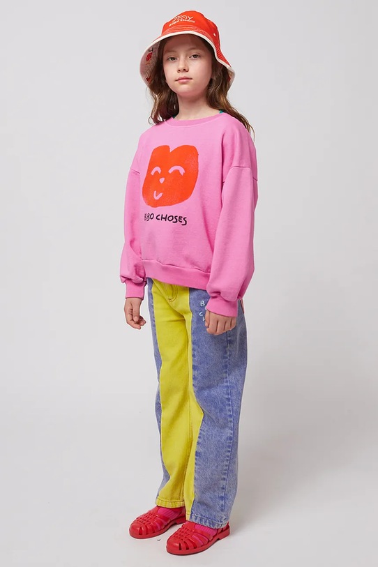 Bobo Choses bluza copii Joyful Face 125AC033 roz