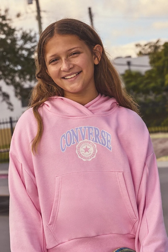 Dětská mikina Converse s kapucí růžová 4CH005
