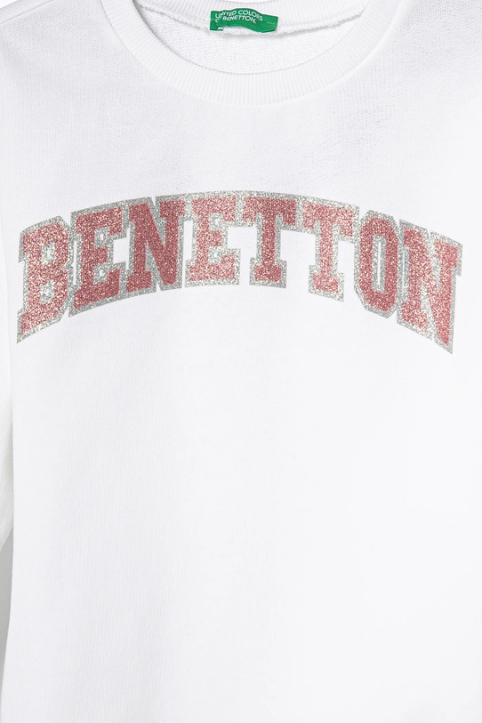 Fete United Colors of Benetton hanorac de bumbac pentru copii 3J68C10MX.G.Seasonal alb