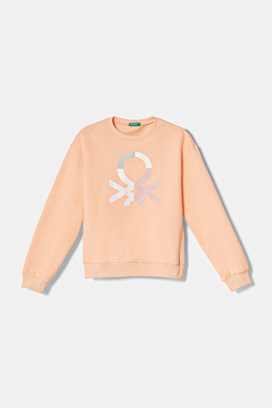 United Colors of Benetton bluza bawełniana dziecięca nadruk pomarańczowy 3J68C10MX.G.Seasonal