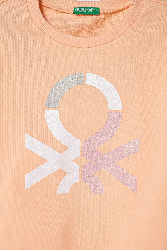 Deklice Otroški bombažen pulover United Colors of Benetton 3J68C10MX.G.Seasonal oranžna