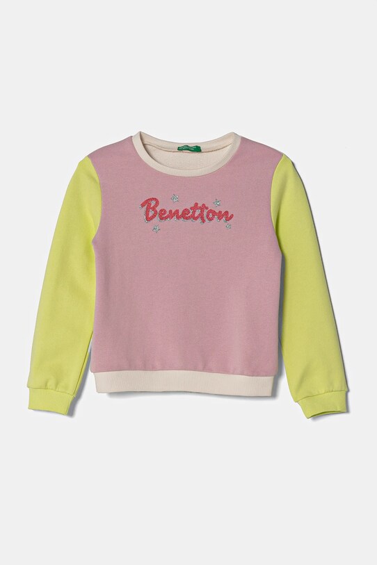 United Colors of Benetton hanorac de bumbac pentru copii print roz 3J70G10HX.P.Seasonal