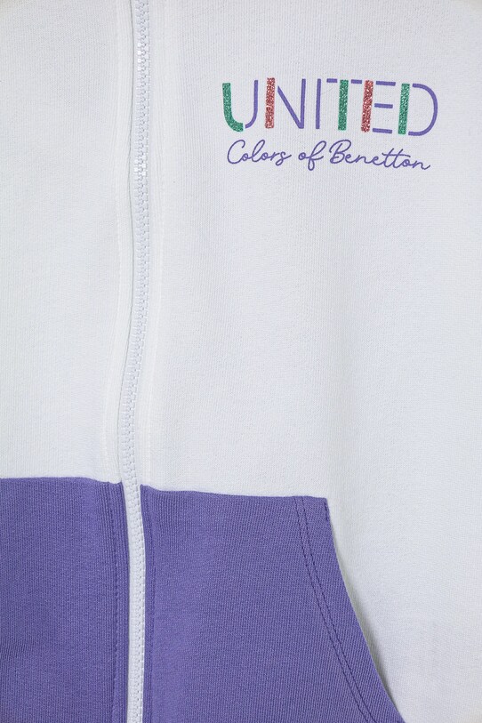 Fete United Colors of Benetton hanorac de bumbac pentru copii 3J68C504N.G.Seasonal alb