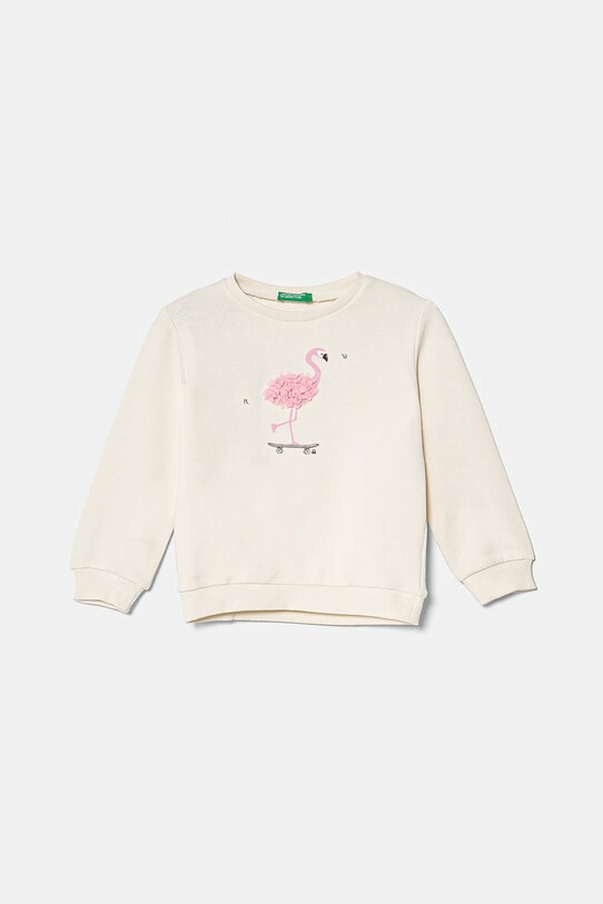 United Colors of Benetton hanorac de bumbac pentru copii imprimeu bej 3J68G10J0.P.Seasonal