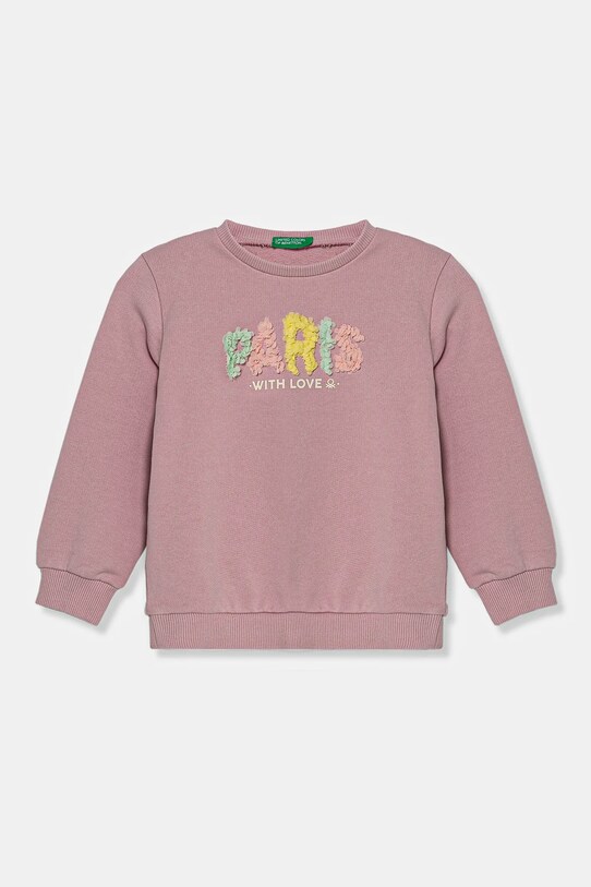 United Colors of Benetton hanorac de bumbac pentru copii imprimeu roz 3J68G10J0.P.Seasonal
