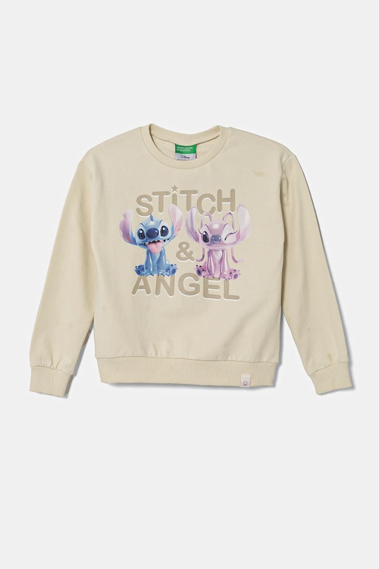 United Colors of Benetton bluza bawełniana dziecięca nadruk beżowy 3PQMC10MU.G.Seasonal